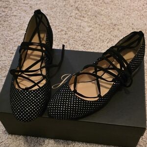 J Crew Glitter Velvet Lace Up Flats
